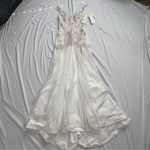 David's Bridal Soft White Gown with Embellishments